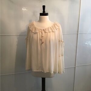 Elegant Cream Ruffled Women's Top